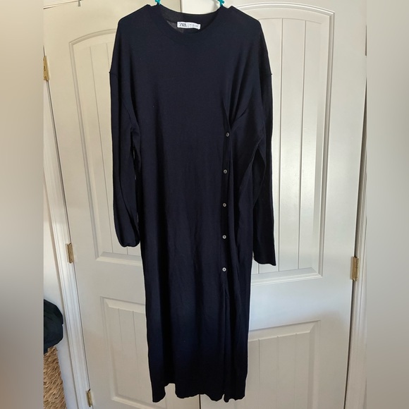 Zara Navy Long Sleeve Dress - Picture 1 of 4